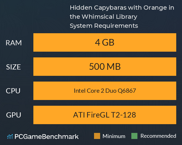 Hidden Capybaras with Orange in the Whimsical Library System Requirements PC Graph - Can I Run Hidden Capybaras with Orange in the Whimsical Library