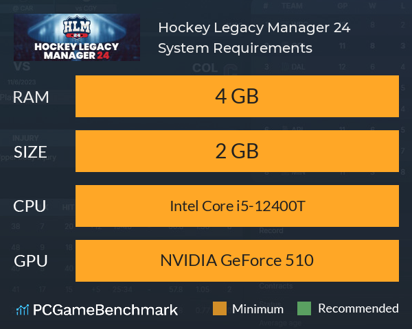 Hockey Legacy Manager 24 System Requirements PC Graph - Can I Run Hockey Legacy Manager 24