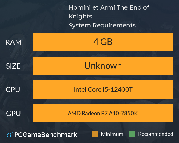 Homini et Armi: The End of Knights System Requirements PC Graph - Can I Run Homini et Armi: The End of Knights