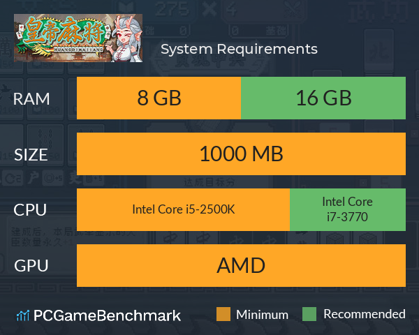 皇帝麻将 System Requirements PC Graph - Can I Run 皇帝麻将