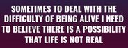 Sometimes to Deal with the Difficulty of Being Alive, I Need to Believe There Is a Possibility That Life Is Not Real. System Requirements