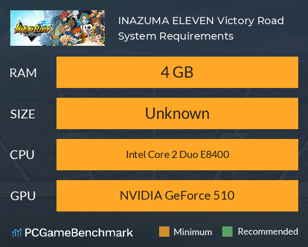 INAZUMA ELEVEN: Victory Road System Requirements PC Graph - Can I Run INAZUMA ELEVEN: Victory Road