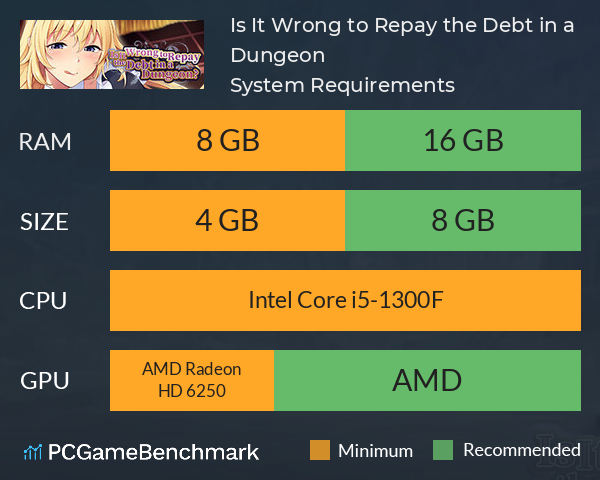 Is It Wrong to Repay the Debt in a Dungeon? System Requirements PC Graph - Can I Run Is It Wrong to Repay the Debt in a Dungeon?