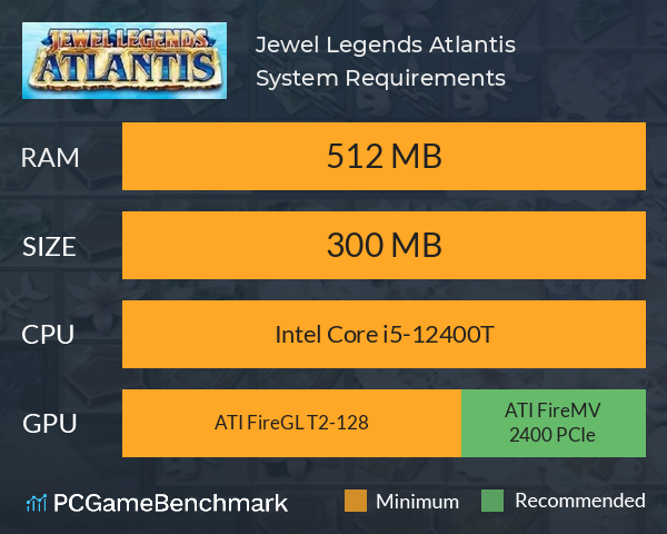 Jewel Legends: Atlantis System Requirements PC Graph - Can I Run Jewel Legends: Atlantis