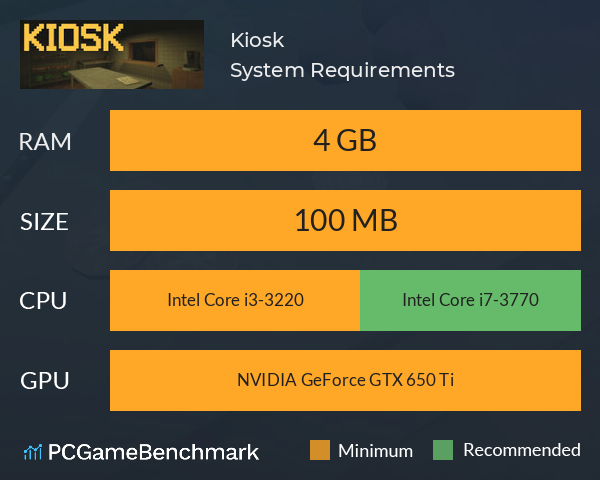 Kiosk System Requirements PC Graph - Can I Run Kiosk