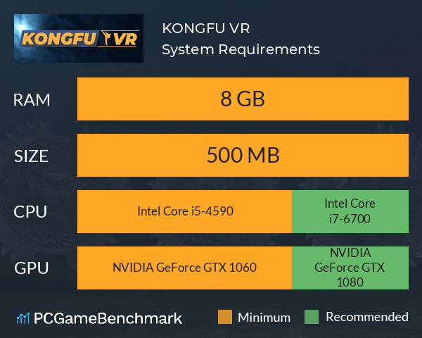 KONGFU VR System Requirements PC Graph - Can I Run KONGFU VR