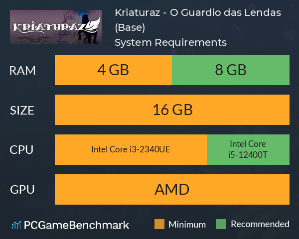 Kriaturaz - O Guardião das Lendas (Base) System Requirements PC Graph - Can I Run Kriaturaz - O Guardião das Lendas (Base)