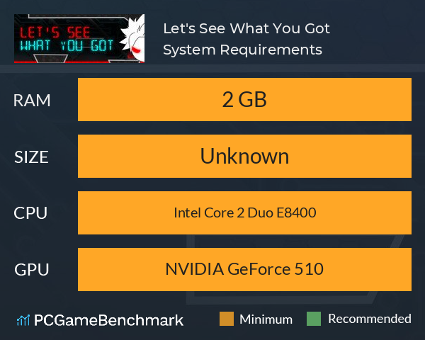 Let's See What You Got System Requirements PC Graph - Can I Run Let's See What You Got