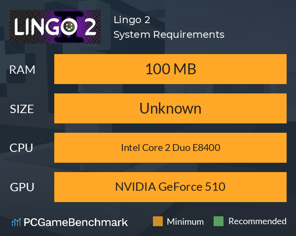 Lingo 2 System Requirements PC Graph - Can I Run Lingo 2