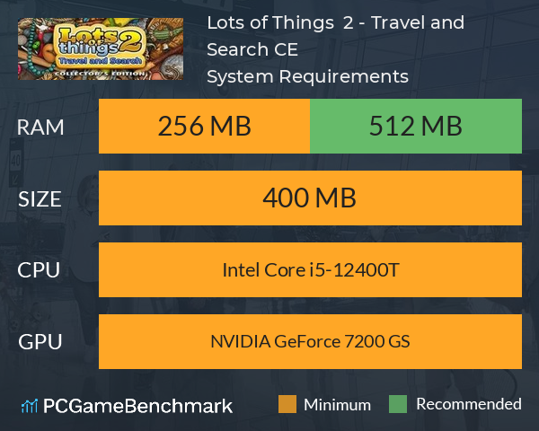 Lots of Things  2 - Travel and Search CE System Requirements PC Graph - Can I Run Lots of Things  2 - Travel and Search CE