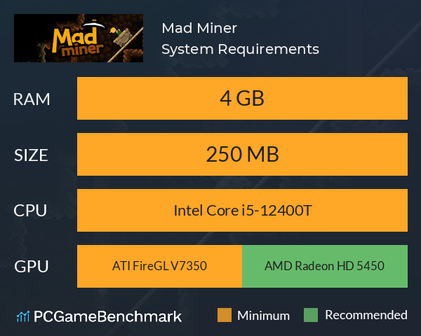 Mad Miner System Requirements PC Graph - Can I Run Mad Miner