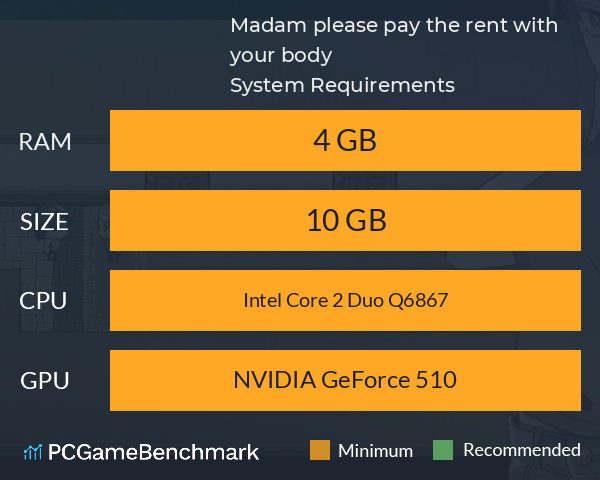 Madam, please pay the rent with your body. System Requirements PC Graph - Can I Run Madam, please pay the rent with your body.