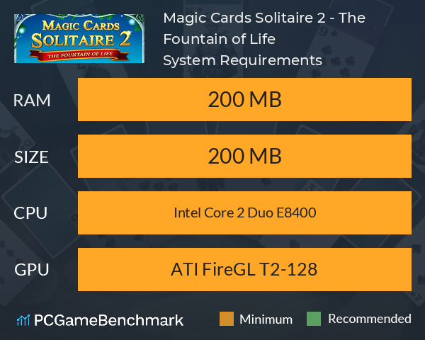 Magic Cards Solitaire 2 - The Fountain of Life System Requirements PC Graph - Can I Run Magic Cards Solitaire 2 - The Fountain of Life