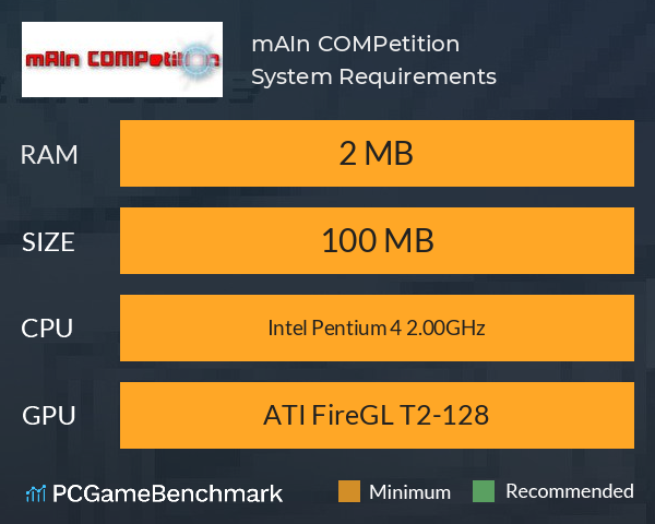 mAIn COMPetition System Requirements PC Graph - Can I Run mAIn COMPetition