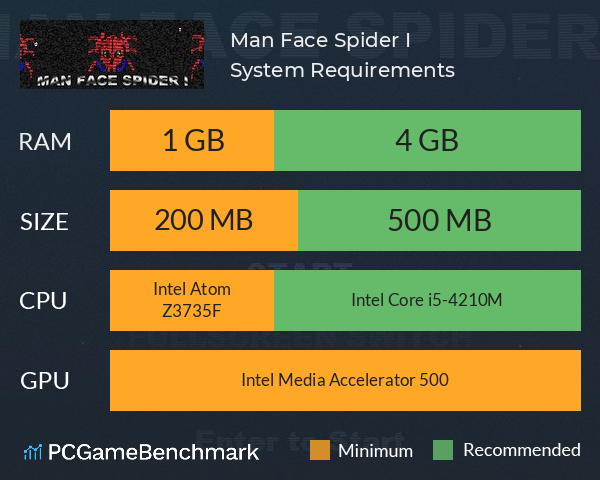 Man Face Spider I System Requirements PC Graph - Can I Run Man Face Spider I