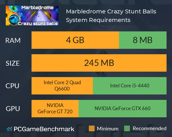 Marbledrome: Crazy Stunt Balls System Requirements PC Graph - Can I Run Marbledrome: Crazy Stunt Balls