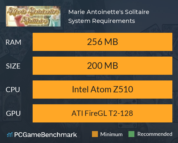 Marie Antoinette's Solitaire System Requirements PC Graph - Can I Run Marie Antoinette's Solitaire