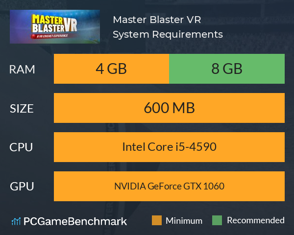 Master Blaster VR System Requirements PC Graph - Can I Run Master Blaster VR