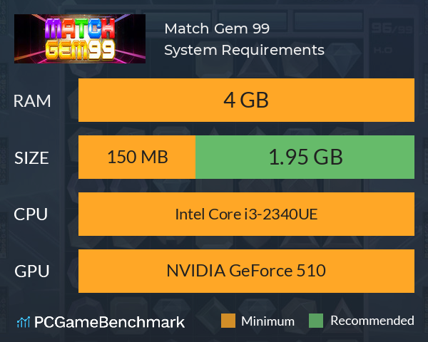 Match Gem 99 System Requirements PC Graph - Can I Run Match Gem 99