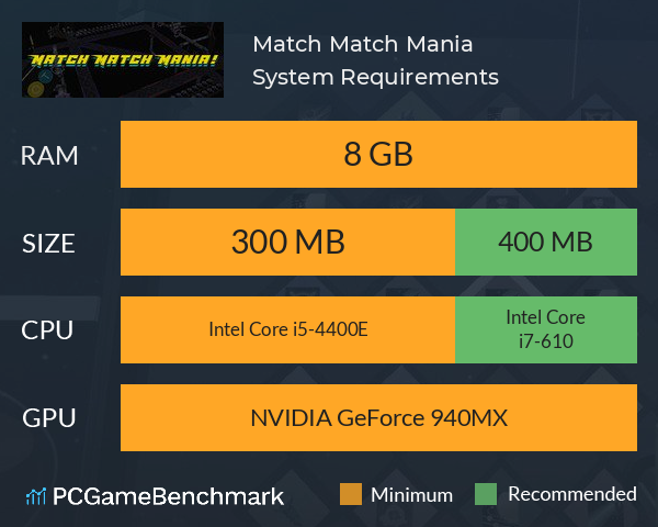 Match Match Mania! System Requirements PC Graph - Can I Run Match Match Mania!