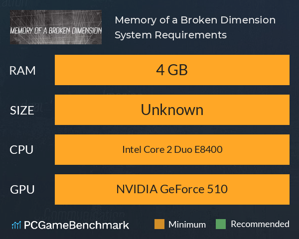 Memory of a Broken Dimension System Requirements PC Graph - Can I Run Memory of a Broken Dimension