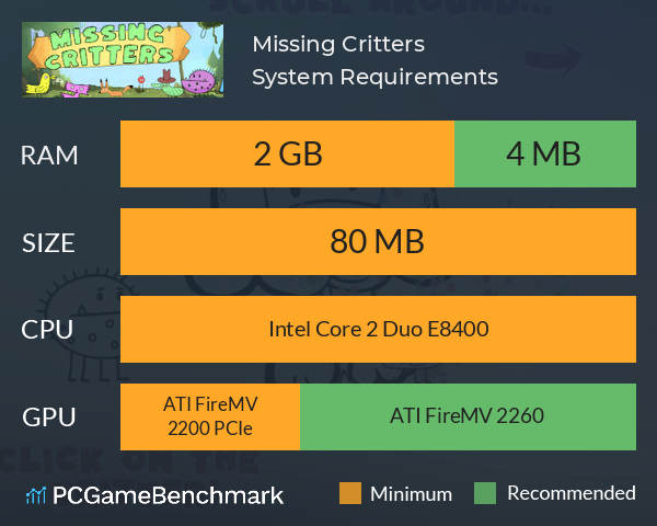 Missing Critters System Requirements PC Graph - Can I Run Missing Critters