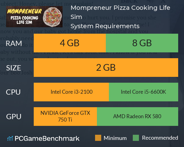 Mompreneur: Pizza Cooking Life Sim System Requirements PC Graph - Can I Run Mompreneur: Pizza Cooking Life Sim