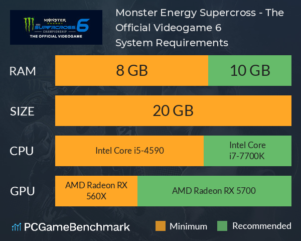 Monster Energy Supercross - The Official Videogame 6 System Requirements PC Graph - Can I Run Monster Energy Supercross - The Official Videogame 6