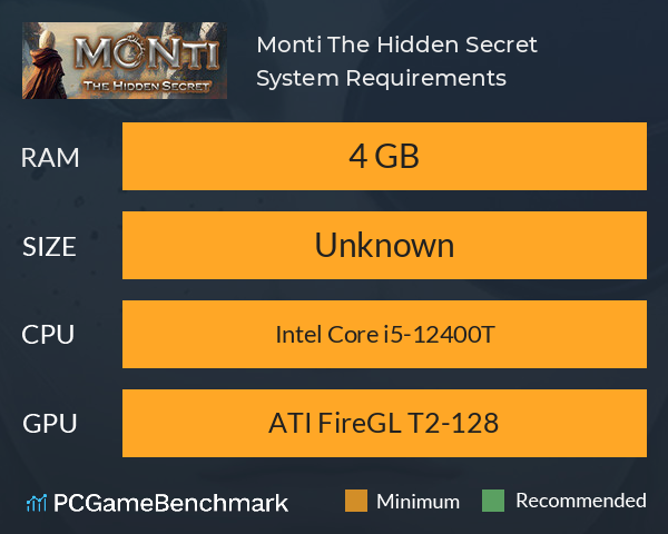 Monti: The Hidden Secret System Requirements PC Graph - Can I Run Monti: The Hidden Secret