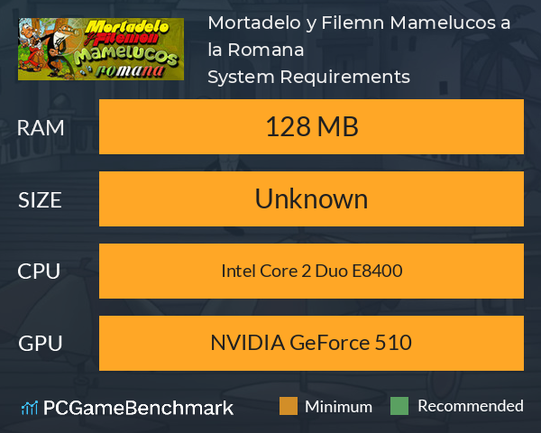 Mortadelo y Filemón: Mamelucos a la Romana System Requirements PC Graph - Can I Run Mortadelo y Filemón: Mamelucos a la Romana