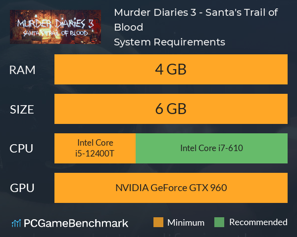 Murder Diaries 3 - Santa's Trail of Blood System Requirements PC Graph - Can I Run Murder Diaries 3 - Santa's Trail of Blood