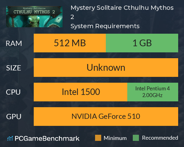 Mystery Solitaire. Cthulhu Mythos 2 System Requirements PC Graph - Can I Run Mystery Solitaire. Cthulhu Mythos 2