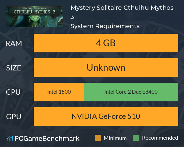 Mystery Solitaire. Cthulhu Mythos 3 System Requirements PC Graph - Can I Run Mystery Solitaire. Cthulhu Mythos 3