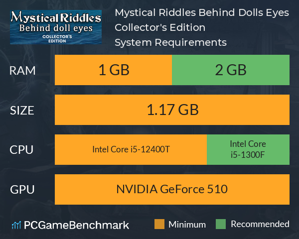 Mystical Riddles: Behind Doll’s Eyes Collector's Edition System Requirements PC Graph - Can I Run Mystical Riddles: Behind Doll’s Eyes Collector's Edition