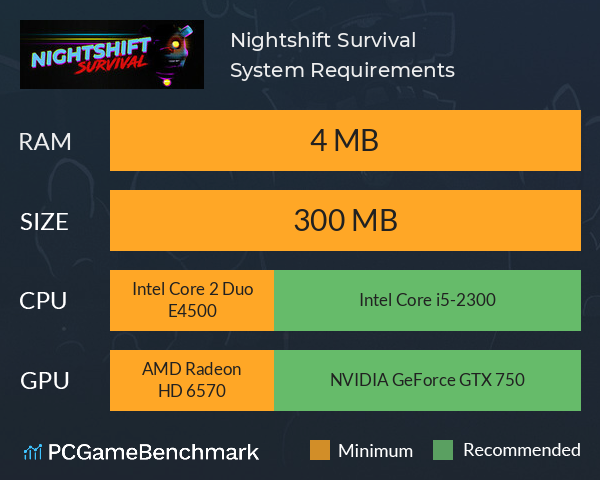 Nightshift Survival System Requirements PC Graph - Can I Run Nightshift Survival