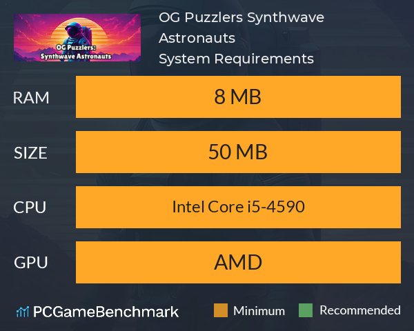 OG Puzzlers: Synthwave Astronauts System Requirements PC Graph - Can I Run OG Puzzlers: Synthwave Astronauts