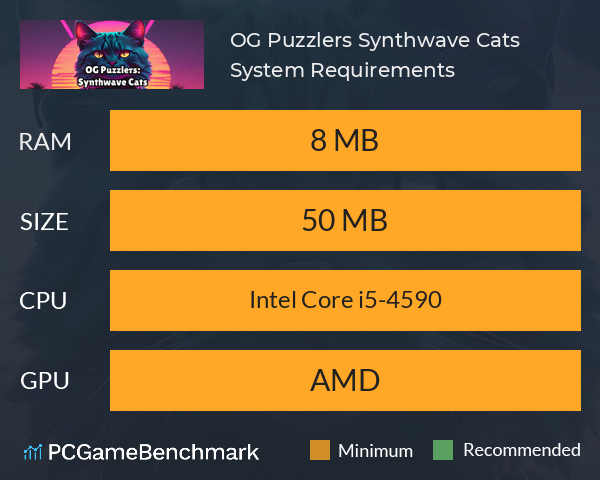 OG Puzzlers: Synthwave Cats System Requirements PC Graph - Can I Run OG Puzzlers: Synthwave Cats