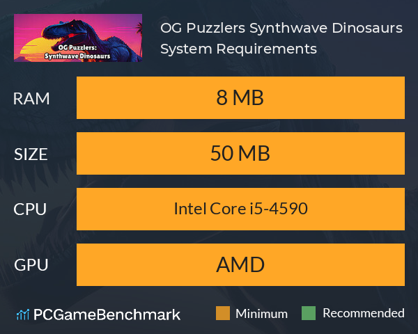 OG Puzzlers: Synthwave Dinosaurs System Requirements PC Graph - Can I Run OG Puzzlers: Synthwave Dinosaurs