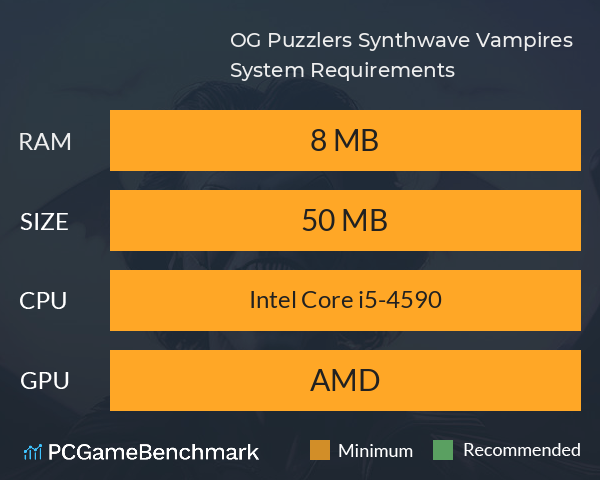 OG Puzzlers: Synthwave Vampires System Requirements PC Graph - Can I Run OG Puzzlers: Synthwave Vampires