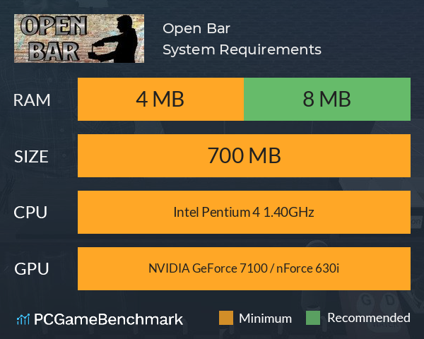 Open Bar System Requirements PC Graph - Can I Run Open Bar