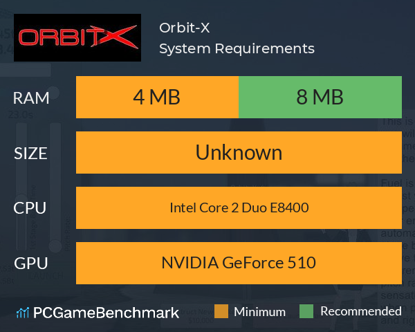 Orbit-X System Requirements PC Graph - Can I Run Orbit-X