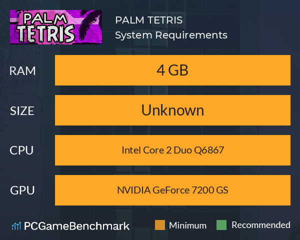 PALM TETRIS System Requirements PC Graph - Can I Run PALM TETRIS