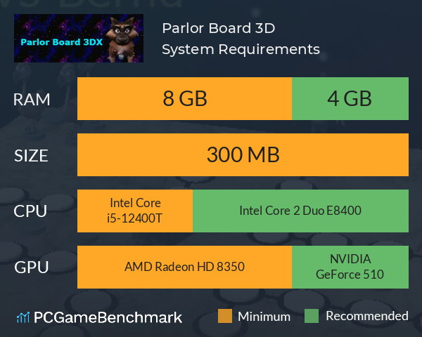 Parlor Board 3D System Requirements PC Graph - Can I Run Parlor Board 3D