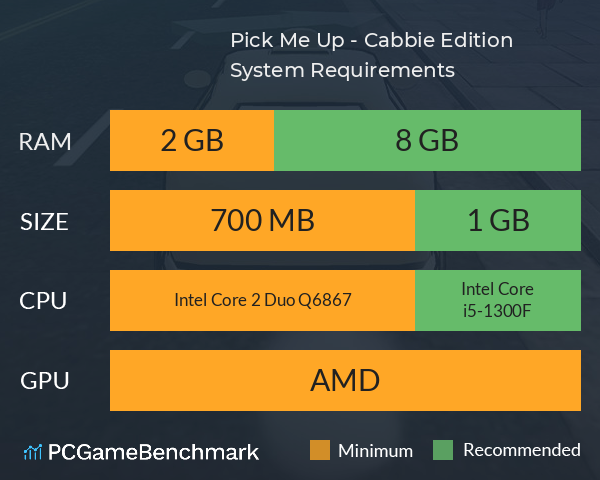 Pick Me Up - Cabbie Edition System Requirements PC Graph - Can I Run Pick Me Up - Cabbie Edition