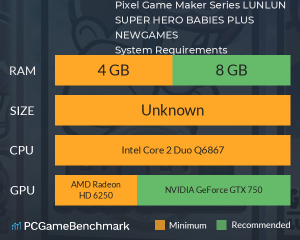 Pixel Game Maker Series LUNLUN SUPER HERO BABIES PLUS NEWGAMES System Requirements PC Graph - Can I Run Pixel Game Maker Series LUNLUN SUPER HERO BABIES PLUS NEWGAMES