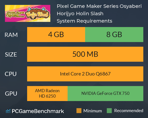 Pixel Game Maker Series Osyaberi! Horijyo! Holin Slash System Requirements PC Graph - Can I Run Pixel Game Maker Series Osyaberi! Horijyo! Holin Slash