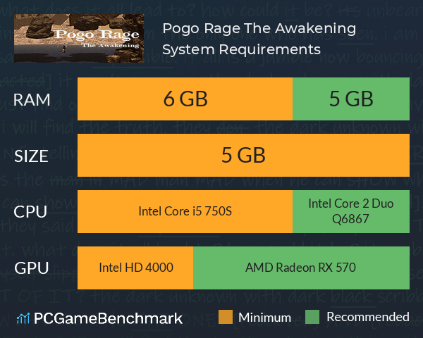 Pogo Rage: The Awakening System Requirements PC Graph - Can I Run Pogo Rage: The Awakening