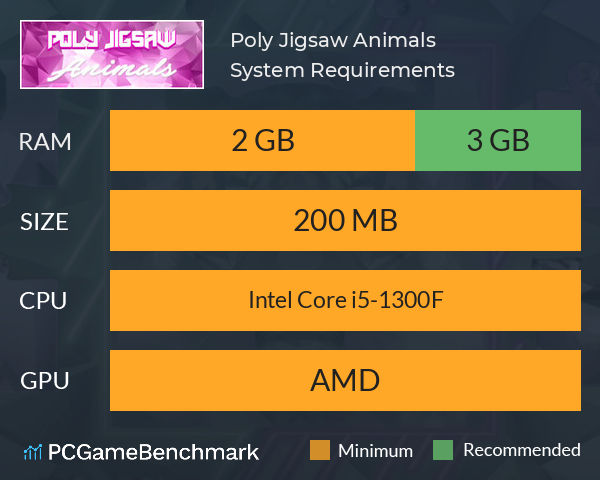 Poly Jigsaw: Animals System Requirements PC Graph - Can I Run Poly Jigsaw: Animals