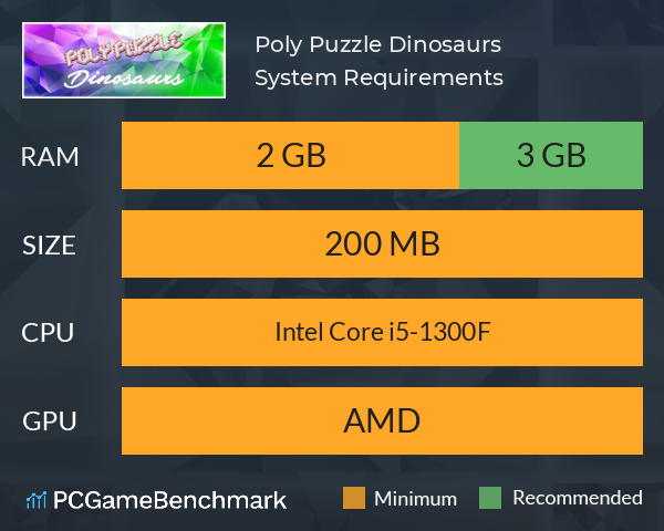 Poly Puzzle: Dinosaurs System Requirements PC Graph - Can I Run Poly Puzzle: Dinosaurs