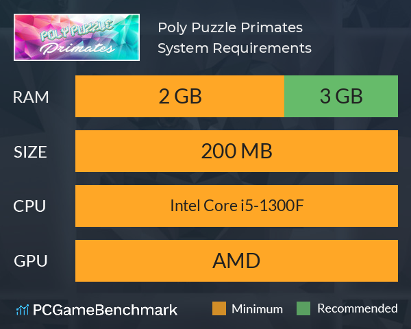 Poly Puzzle: Primates System Requirements PC Graph - Can I Run Poly Puzzle: Primates